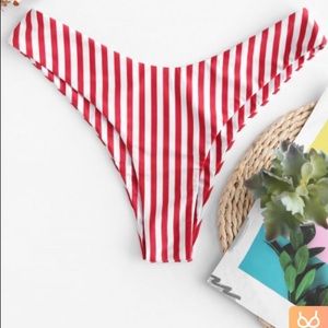 (Zaful) Striped High Leg Bikini Bottom